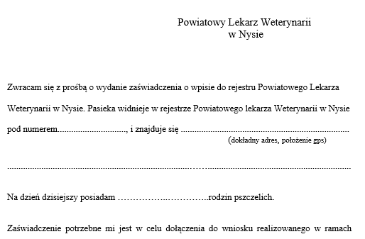 pismo do weterynari